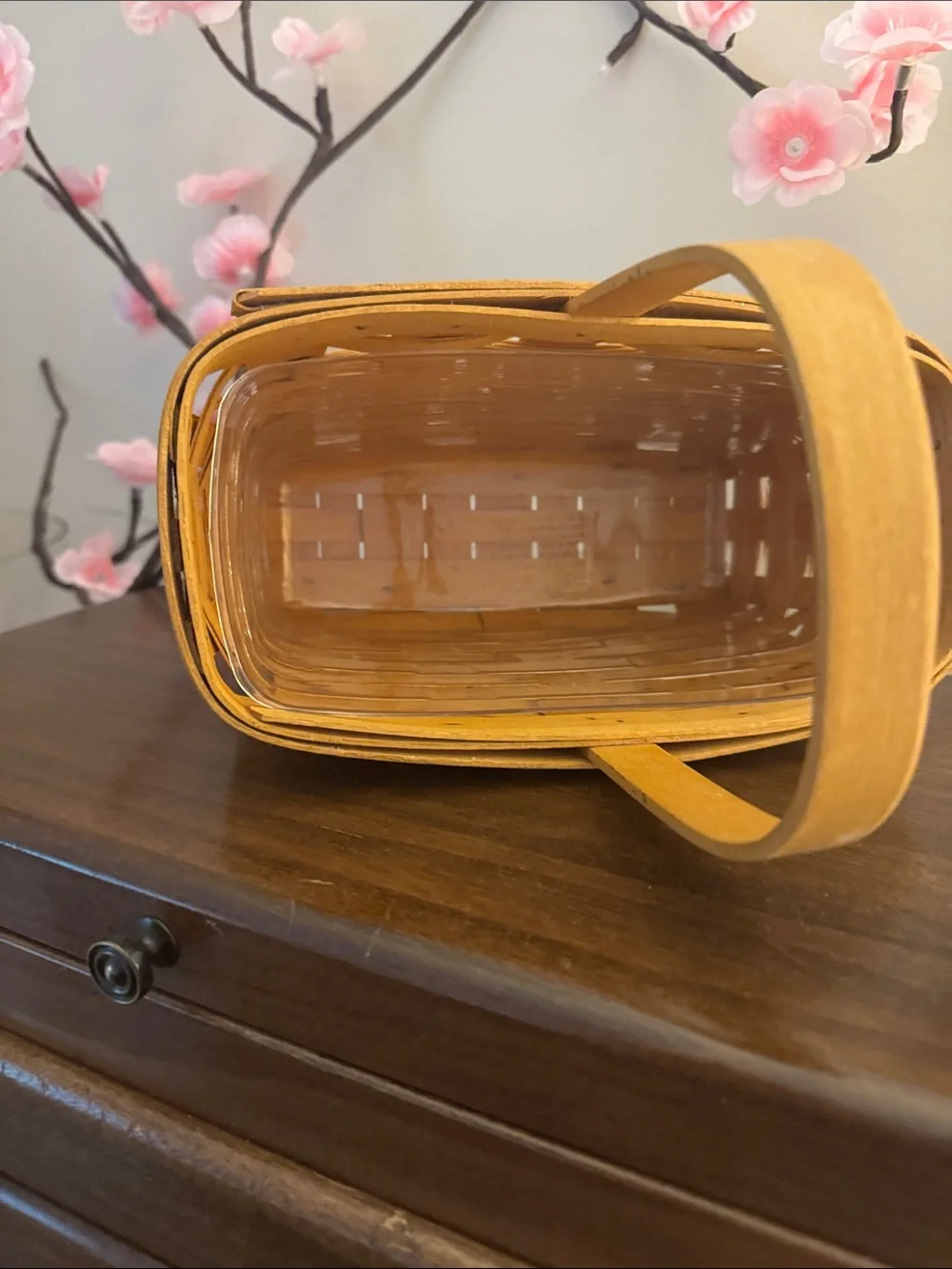 Longaberger Yellow Woven Basket with Handle